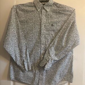 Wrangler George Strait  Collection Men's long sleevGray Floral Button-Down Shirt